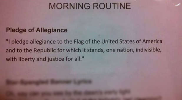 Teacher Omits God From Pledge of Allegiance