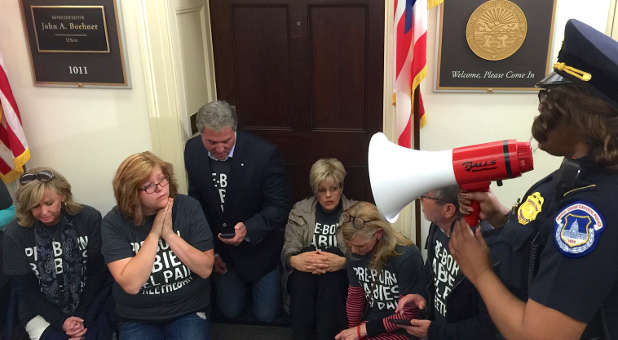 Pro-lifers were arrested while staging a sit-in at Speaker of the House John Boehner's office.