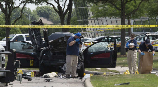 The car where the Texas gunmen were shot dead.