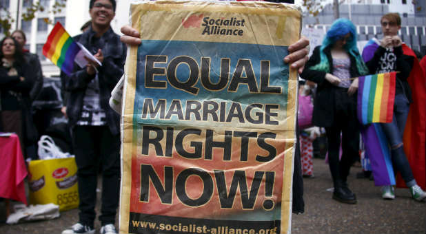 Gay activists campaign for gay marriage in Australia.