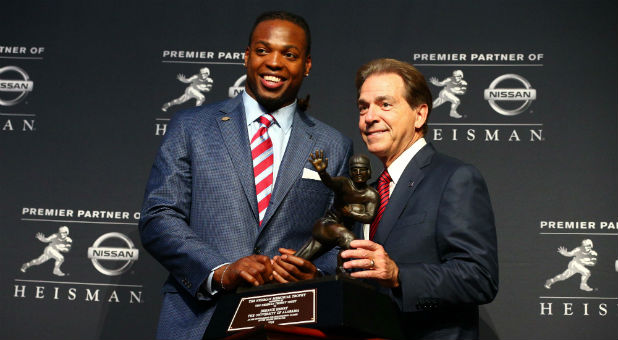 Alabama's Derrick Henry with head coach Nick Saban.