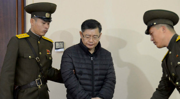 Pastor Hyeon Soo Lim at a trial in North Korea.