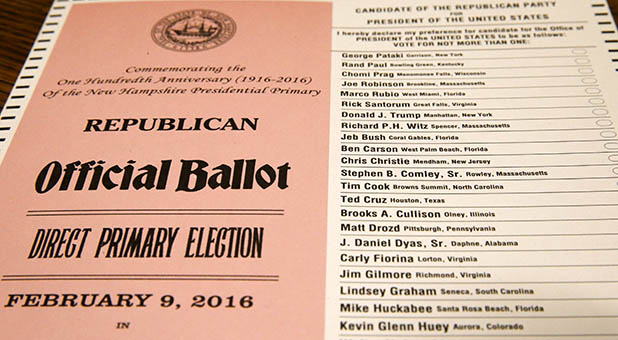 New Hampsire GOP Primary Ballot