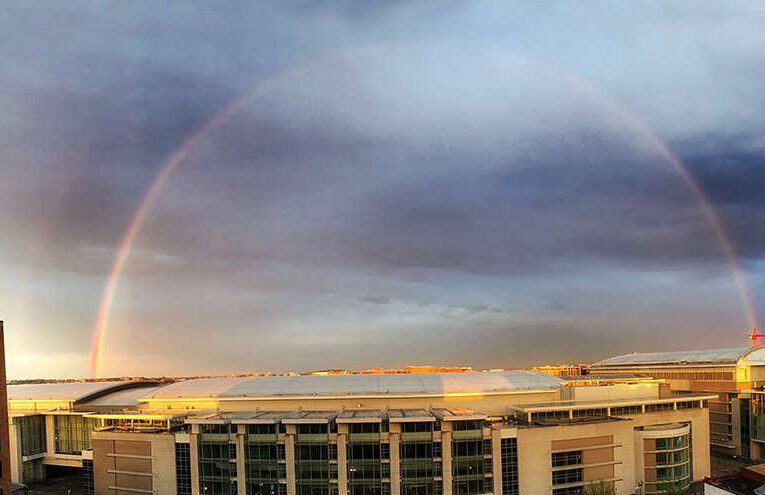 Covenant Sign: Double Rainbow Spans Sky Over Washington Monument