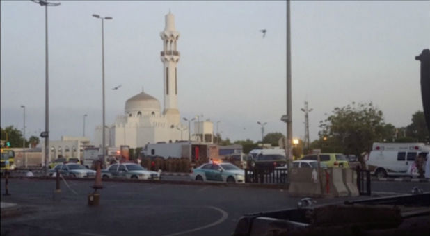 Suicide bomber set off device after security men approached him outside the US consulate in Jeddah, Saudi Arabia.