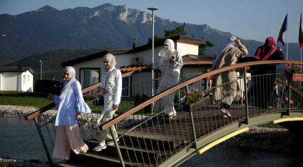 Tourists from the Middle East walk through Sarajevo Resort in Osenik near Sarajevo, Bosnia and Herzegovina