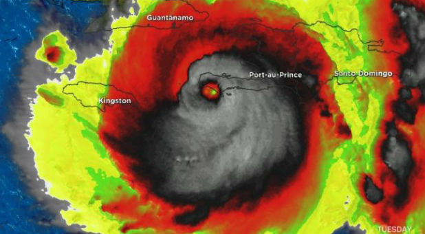 Some say this shot of Hurricane Matthew looks like a skull.