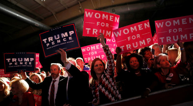 Supporters rally with Republican U.S. presidential nominee Donald Trump in Fletcher, North Carolina