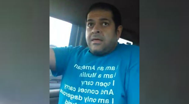 Ehab Jaber ranted about guns in a still from his video.
