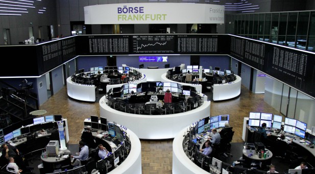 The German share price index, DAX board, is seen at the stock exchange.