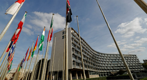 A general view shows the headquarters of the United Nations Educational, Scientific and Cultural Organization (UNESCO).