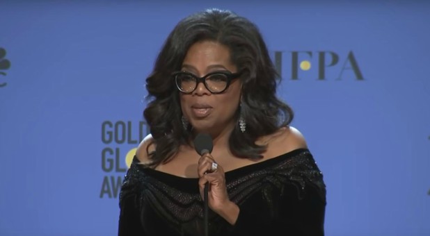 Oprah gives her speech.
