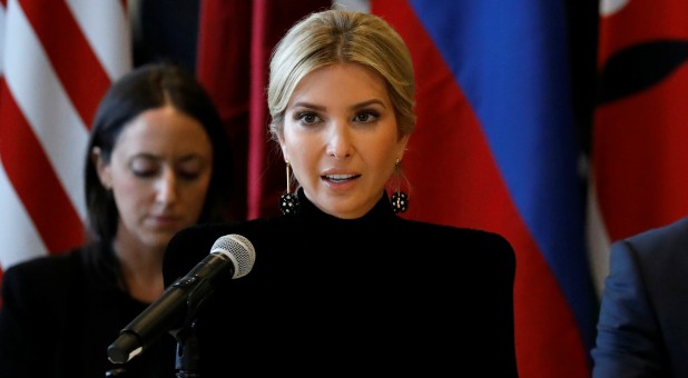 Ivanka Trump speaks during a meeting on action to end modern slavery and human trafficking on the sidelines of the 72nd United Nations General Assembly.