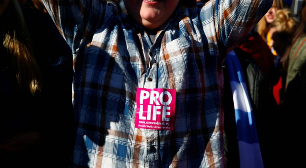 People attend the March for Life rally in Washington.