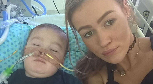 Baby Alfie Evans with his mother, Kate James.