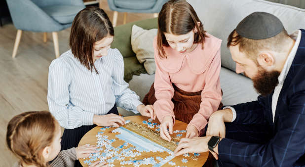 Jewish family playing together.