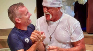 Hulk Hogan being baptized.