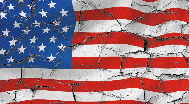 Crumbling American flag