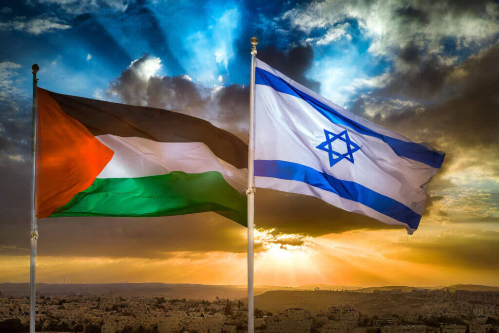Israel and Palestinian flags
