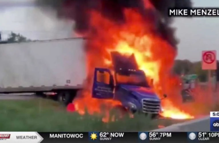 Hero Truck Driver Risks Life to Save Woman Trapped in Blazing Fire